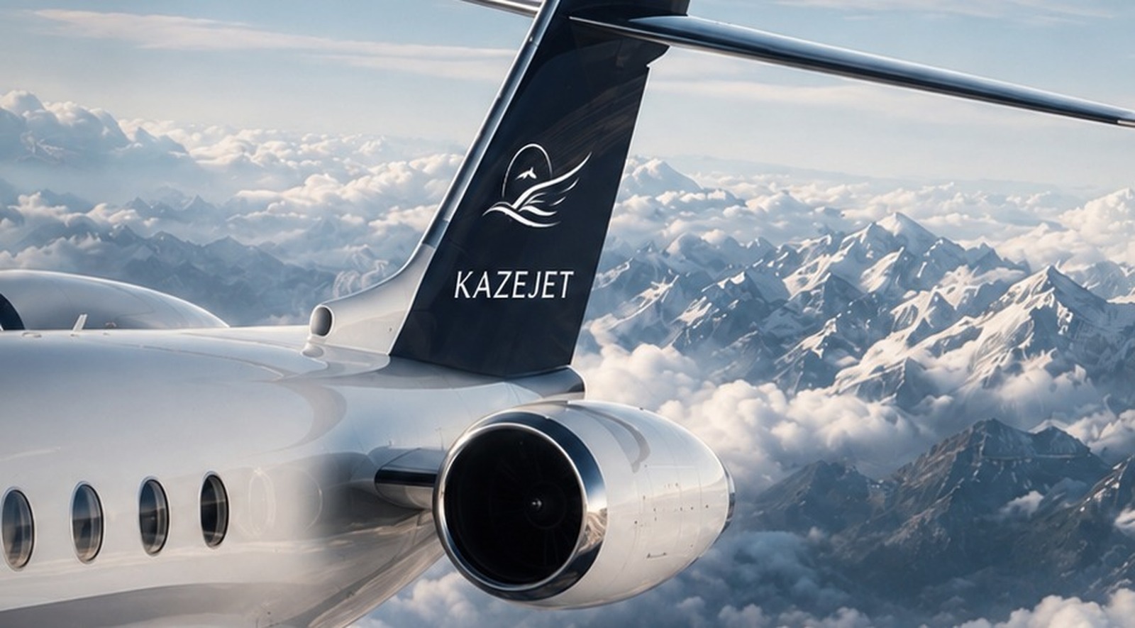 Captain and cabin crew beside a private jet, aircraft stairs open